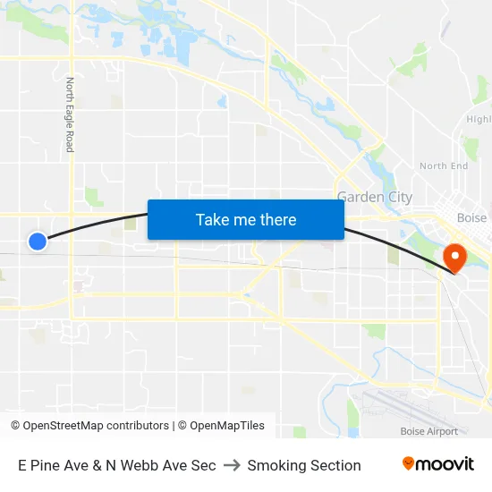 E Pine Ave & N Webb Ave Sec to Smoking Section map
