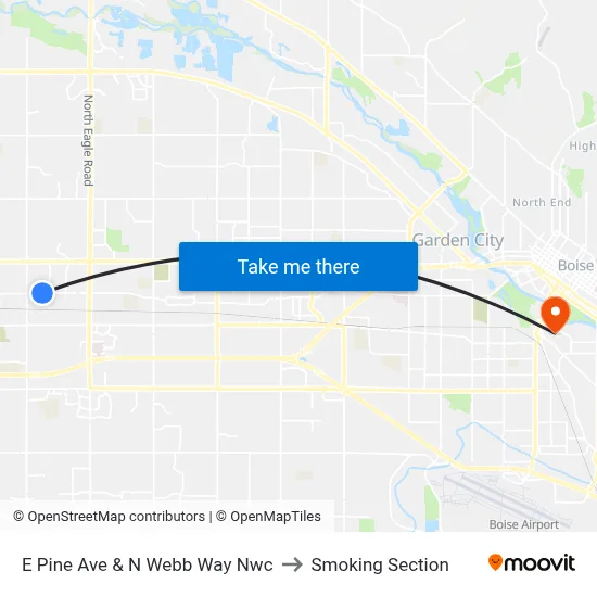 E Pine Ave & N Webb Way Nwc to Smoking Section map