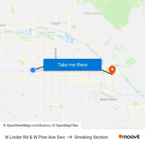 N Linder Rd & W Pine Ave Swc to Smoking Section map