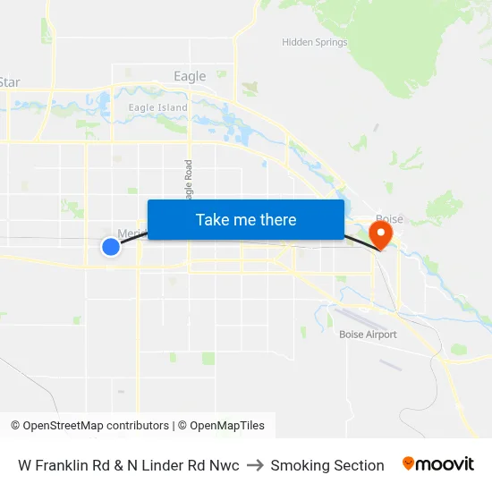 W Franklin Rd & N Linder Rd Nwc to Smoking Section map