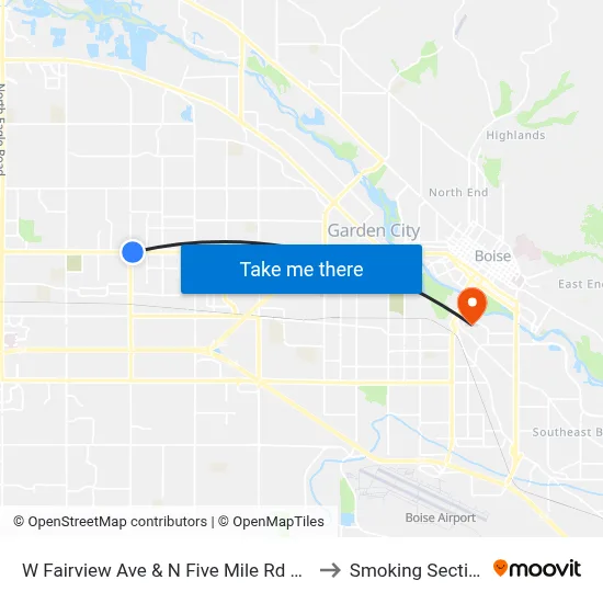 W Fairview Ave & N Five Mile Rd Sec to Smoking Section map