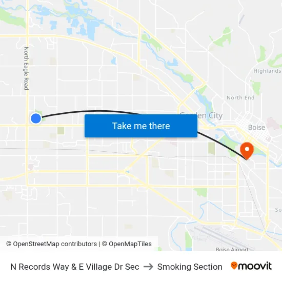 N Records Way & E Village Dr Sec to Smoking Section map