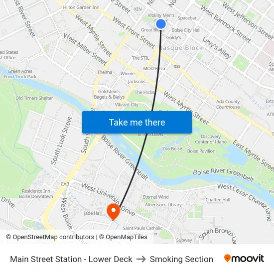 Main Street Station - Lower Deck to Smoking Section map