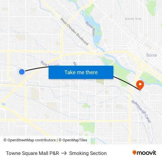 Towne Square Mall P&R to Smoking Section map