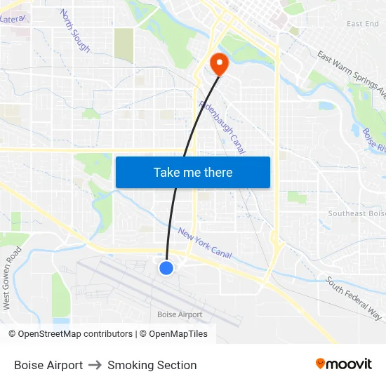 Boise Airport to Smoking Section map