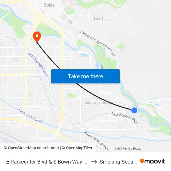 E Parkcenter Blvd & S Bown Way Nec to Smoking Section map