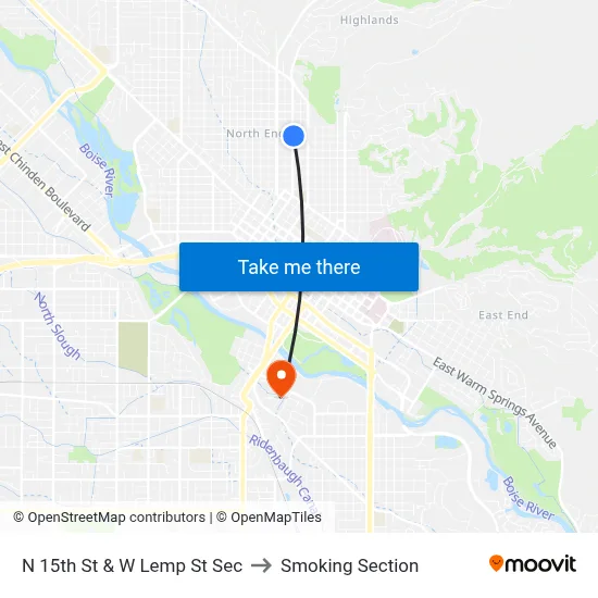 N 15th St & W Lemp St Sec to Smoking Section map