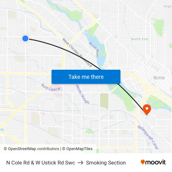 N Cole Rd & W Ustick Rd Swc to Smoking Section map