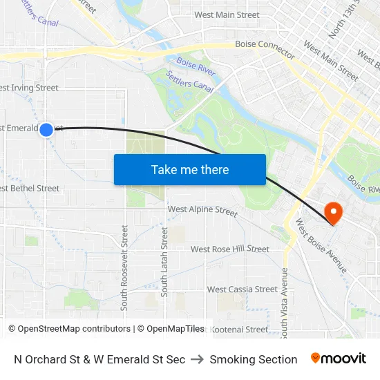 N Orchard St & W Emerald St Sec to Smoking Section map