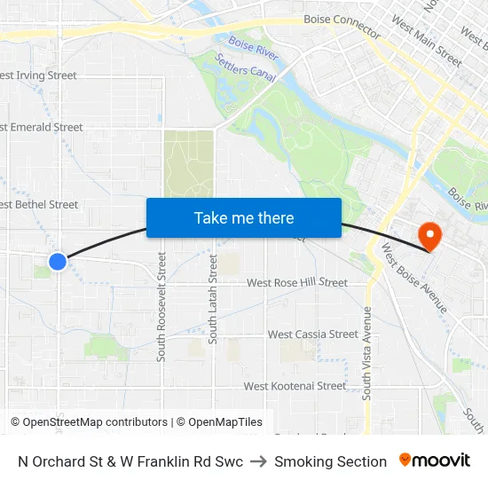 N Orchard St & W Franklin Rd Swc to Smoking Section map