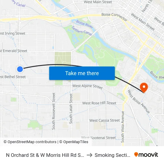 N Orchard St & W Morris Hill Rd Sec to Smoking Section map