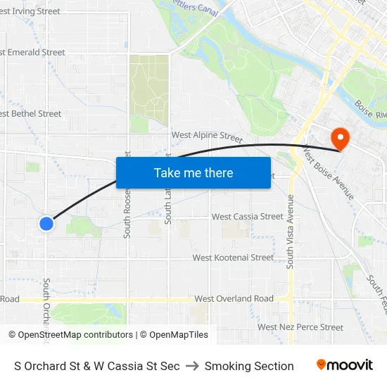 S Orchard St & W Cassia St Sec to Smoking Section map