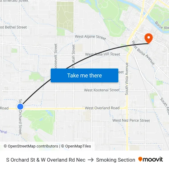 S Orchard St & W Overland Rd Nec to Smoking Section map