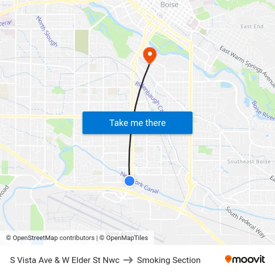 S Vista Ave & W Elder St Nwc to Smoking Section map