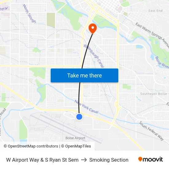 W Airport Way & S Ryan St Sem to Smoking Section map