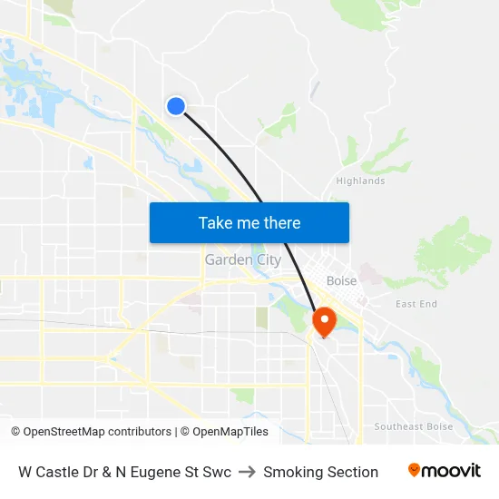 W Castle Dr & N Eugene St Swc to Smoking Section map