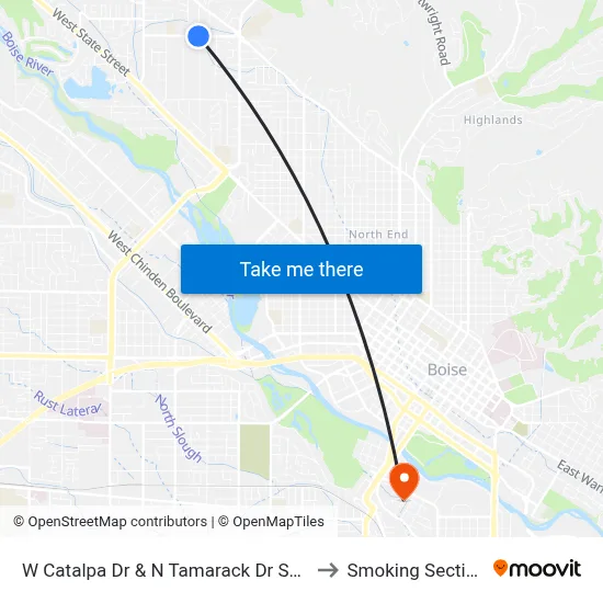 W Catalpa Dr & N Tamarack Dr Swc to Smoking Section map