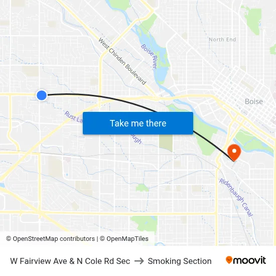 W Fairview Ave & N Cole Rd Sec to Smoking Section map