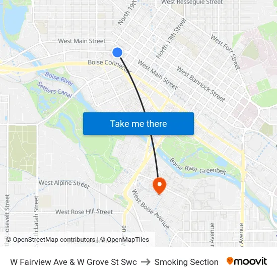 W Fairview Ave & W Grove St Swc to Smoking Section map