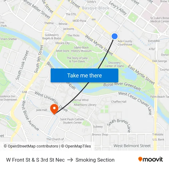 W Front St & S 3rd St Nec to Smoking Section map