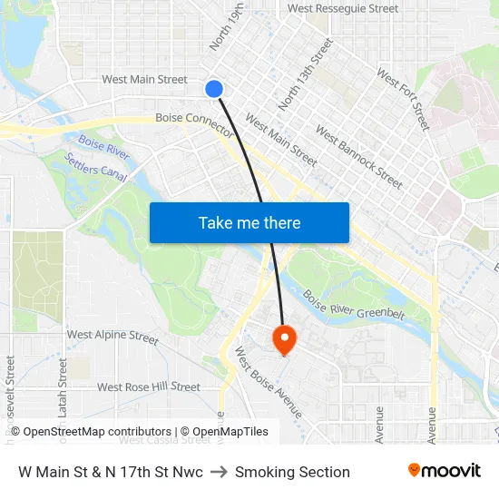 W Main St & N 17th St Nwc to Smoking Section map