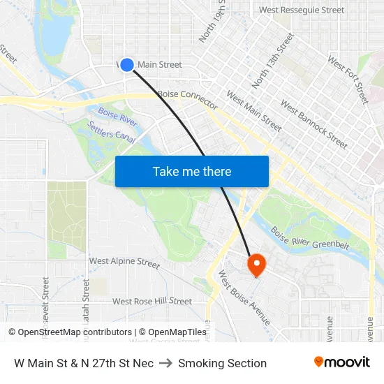 W Main St & N 27th St Nec to Smoking Section map