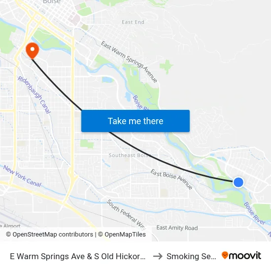 E Warm Springs Ave & S Old Hickory Way Nwc to Smoking Section map