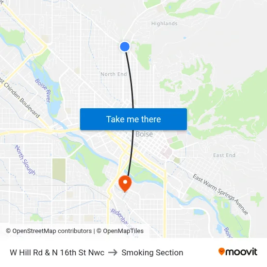 W Hill Rd & N 16th St Nwc to Smoking Section map