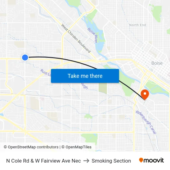N Cole Rd & W Fairview Ave Nec to Smoking Section map