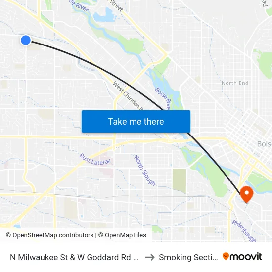 N Milwaukee St & W Goddard Rd Swc to Smoking Section map