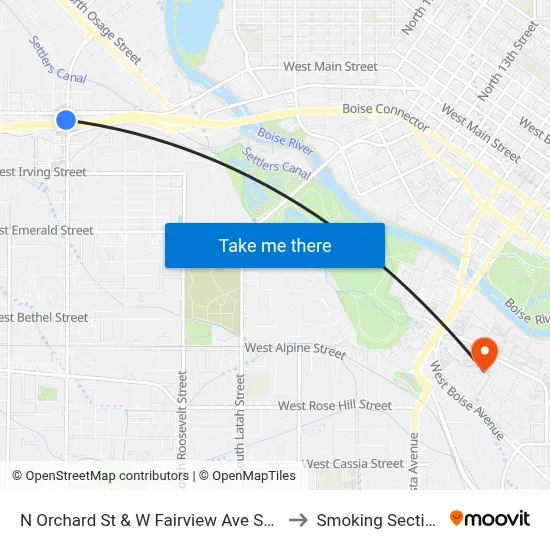N Orchard St & W Fairview Ave Swc to Smoking Section map