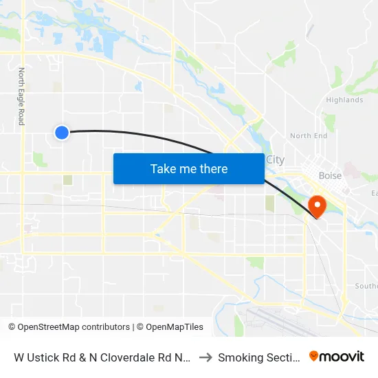 W Ustick Rd & N Cloverdale Rd Nwc to Smoking Section map