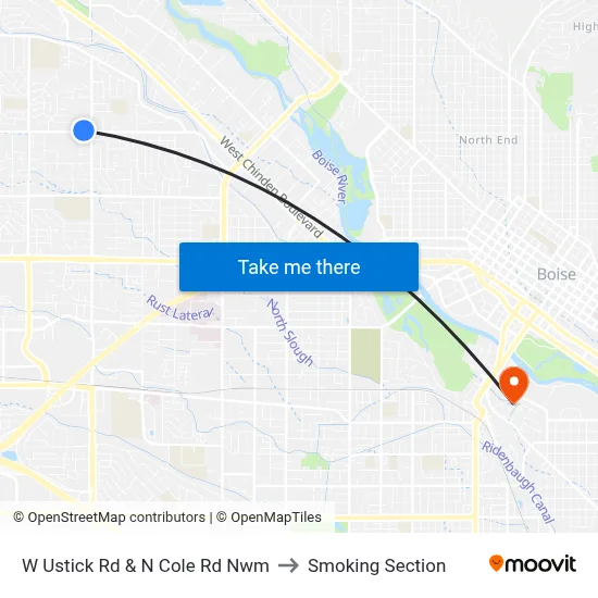W Ustick Rd & N Cole Rd Nwm to Smoking Section map