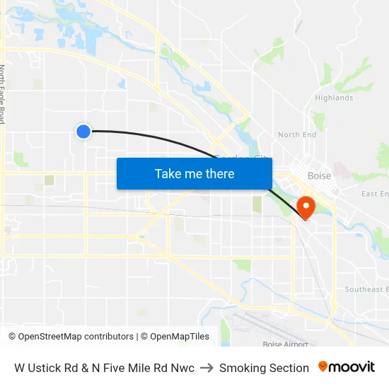 W Ustick Rd & N Five Mile Rd Nwc to Smoking Section map