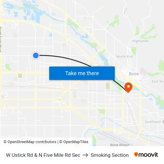 W Ustick Rd & N Five Mile Rd Sec to Smoking Section map