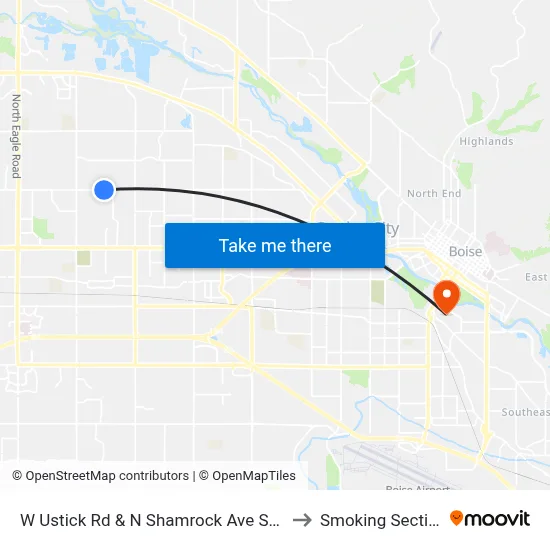 W Ustick Rd & N Shamrock Ave Swm to Smoking Section map