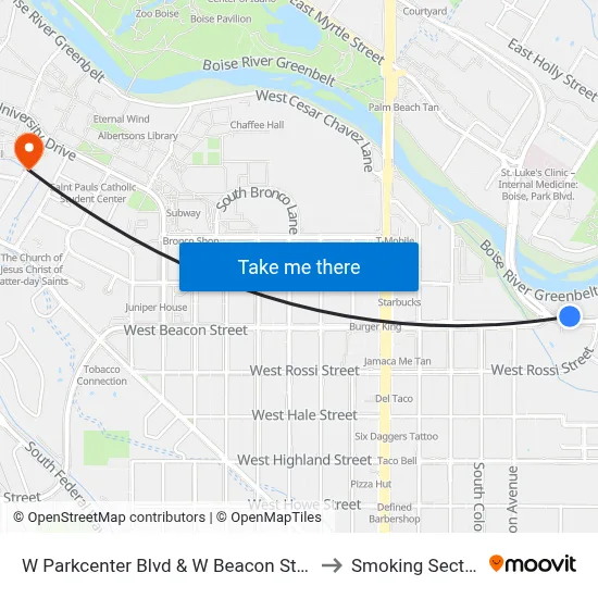 W Parkcenter Blvd & W Beacon St Nec to Smoking Section map