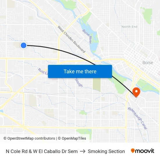 N Cole Rd & W El Caballo Dr Sem to Smoking Section map