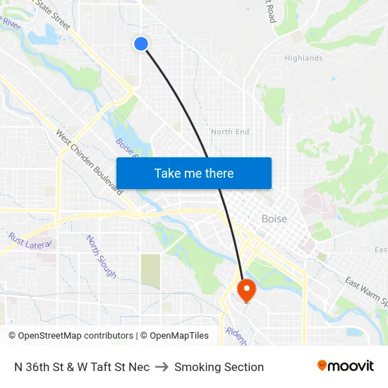 N 36th St & W Taft St Nec to Smoking Section map