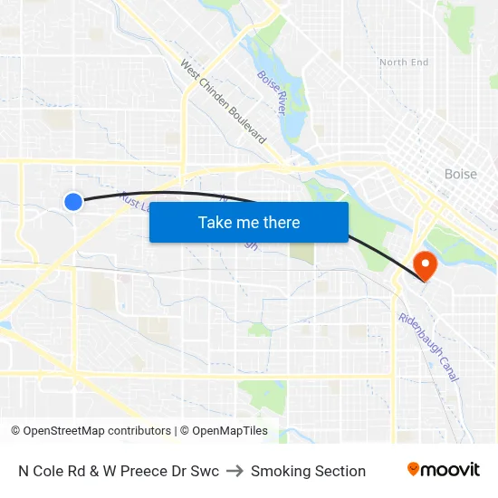 N Cole Rd & W Preece Dr Swc to Smoking Section map