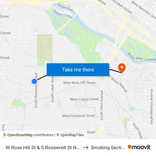 W Rose Hill St & S Roosevelt St Nwm to Smoking Section map