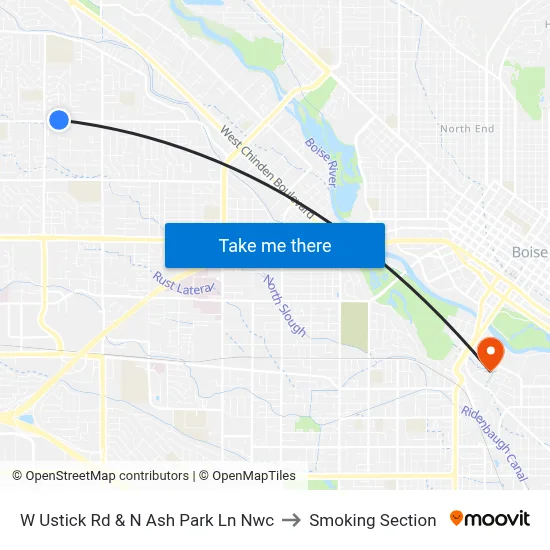 W Ustick Rd & N Ash Park Ln Nwc to Smoking Section map