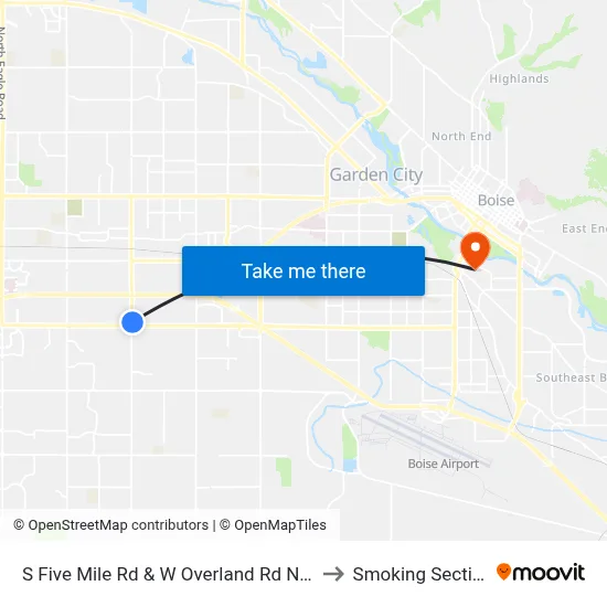 S Five Mile Rd & W Overland Rd Nem to Smoking Section map
