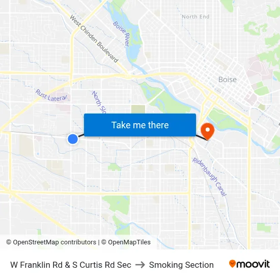 W Franklin Rd & S Curtis Rd Sec to Smoking Section map