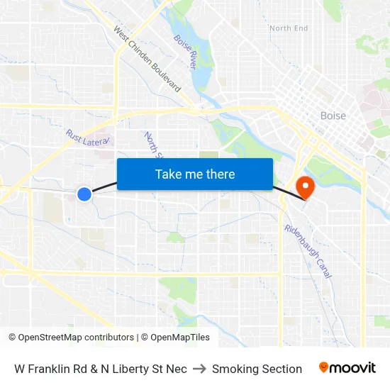 W Franklin Rd & N Liberty St Nec to Smoking Section map