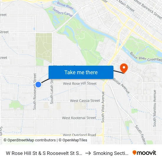 W Rose Hill St & S Roosevelt St Sec to Smoking Section map
