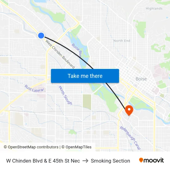 W Chinden Blvd & E 45th St Nec to Smoking Section map