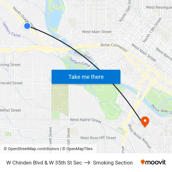 W Chinden Blvd & W 35th St Sec to Smoking Section map