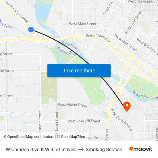 W Chinden Blvd & W 31st St Nec to Smoking Section map