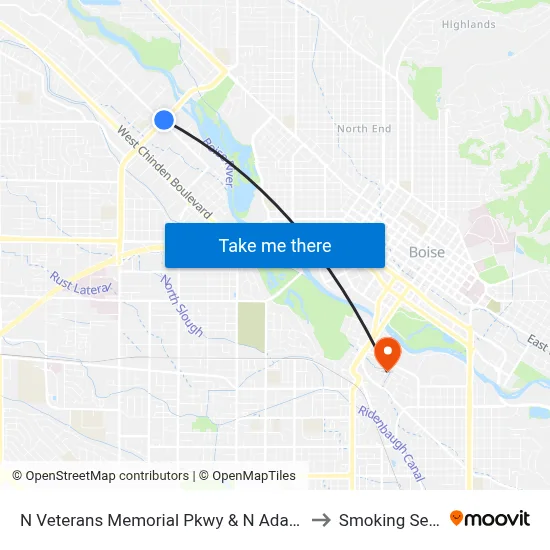 N Veterans Memorial Pkwy & N Adams St Nwc to Smoking Section map
